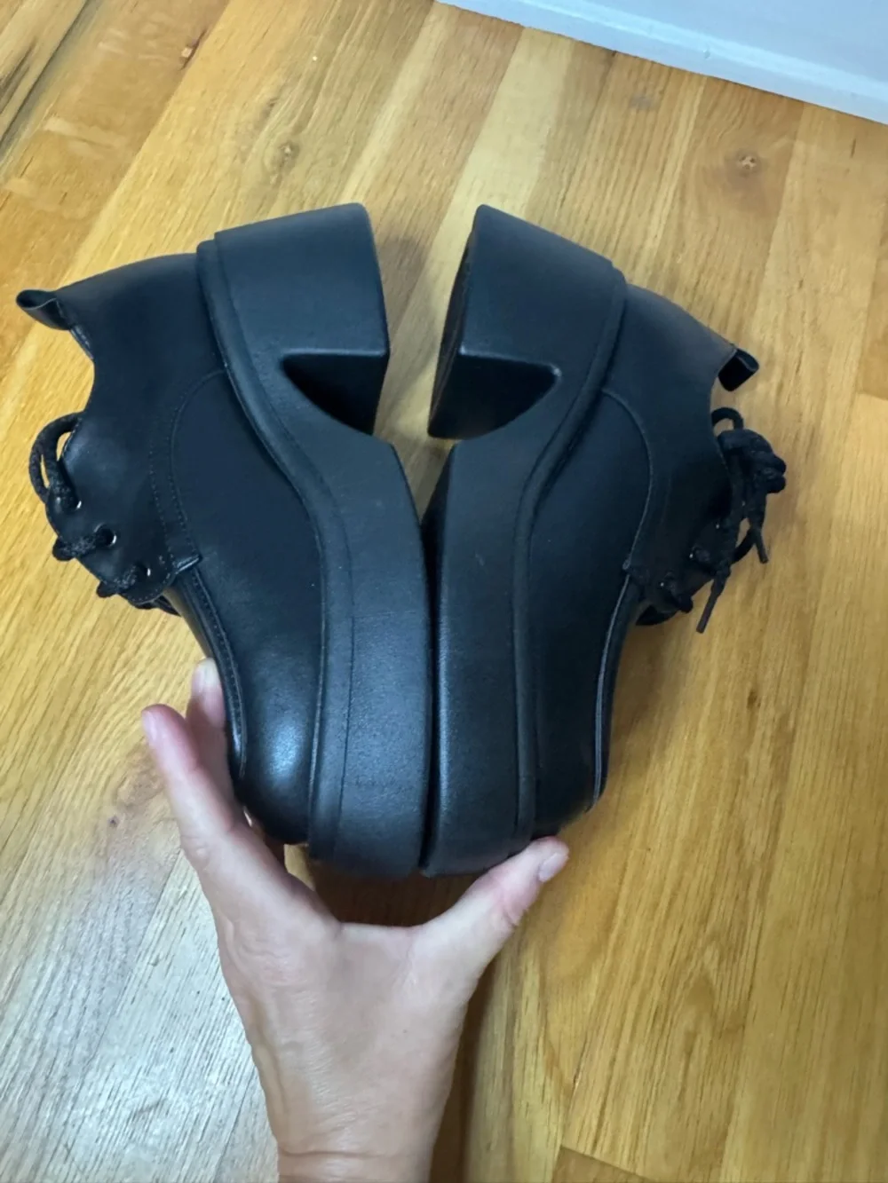 ALGF NEW Black Chunky Platform Oxford Shoes Size 7.5
